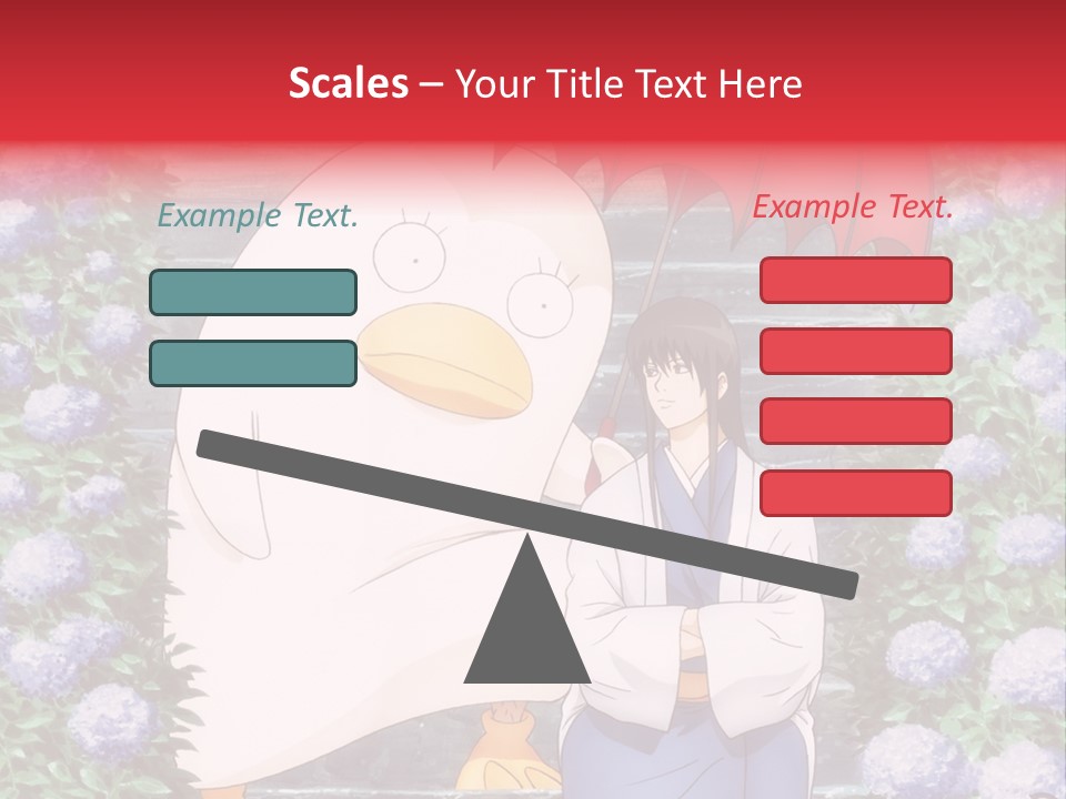 A Woman Holding An Umbrella Next To A Chicken PowerPoint Template