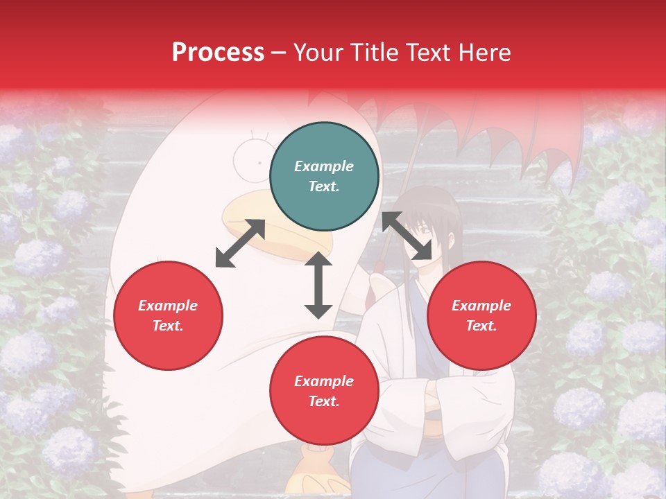 A Woman Holding An Umbrella Next To A Chicken PowerPoint Template