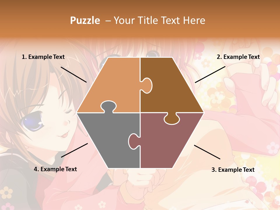 Two Anime Girls With Pink Hair And Blue Eyes PowerPoint Template