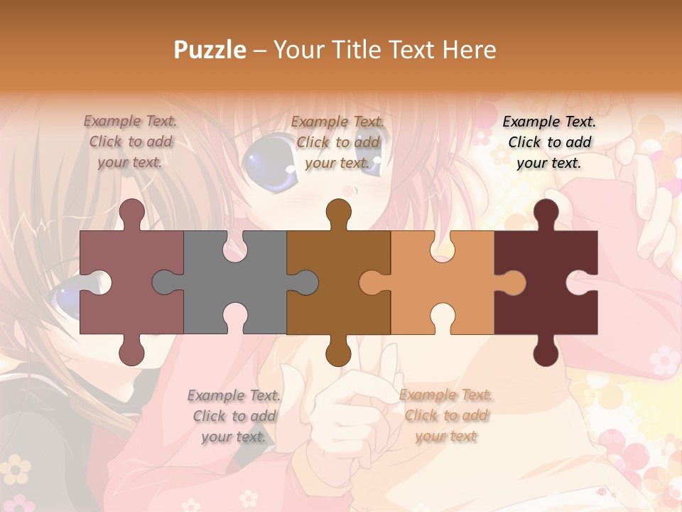 Two Anime Girls With Pink Hair And Blue Eyes PowerPoint Template