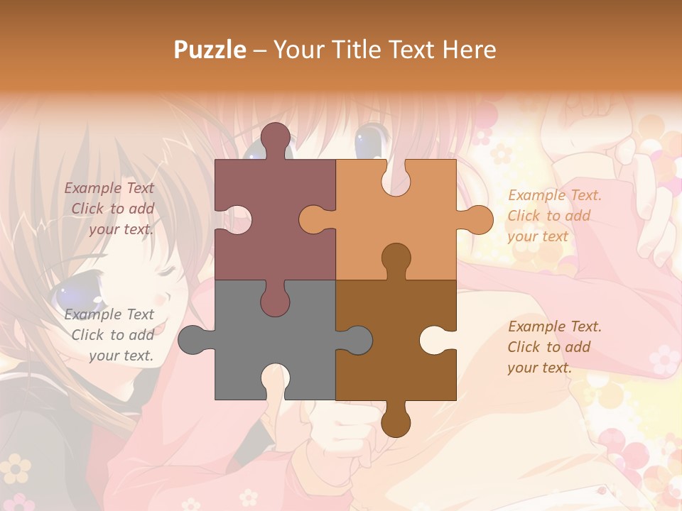 Two Anime Girls With Pink Hair And Blue Eyes PowerPoint Template