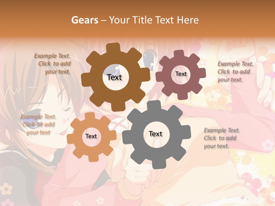 Two Anime Girls With Pink Hair And Blue Eyes PowerPoint Template
