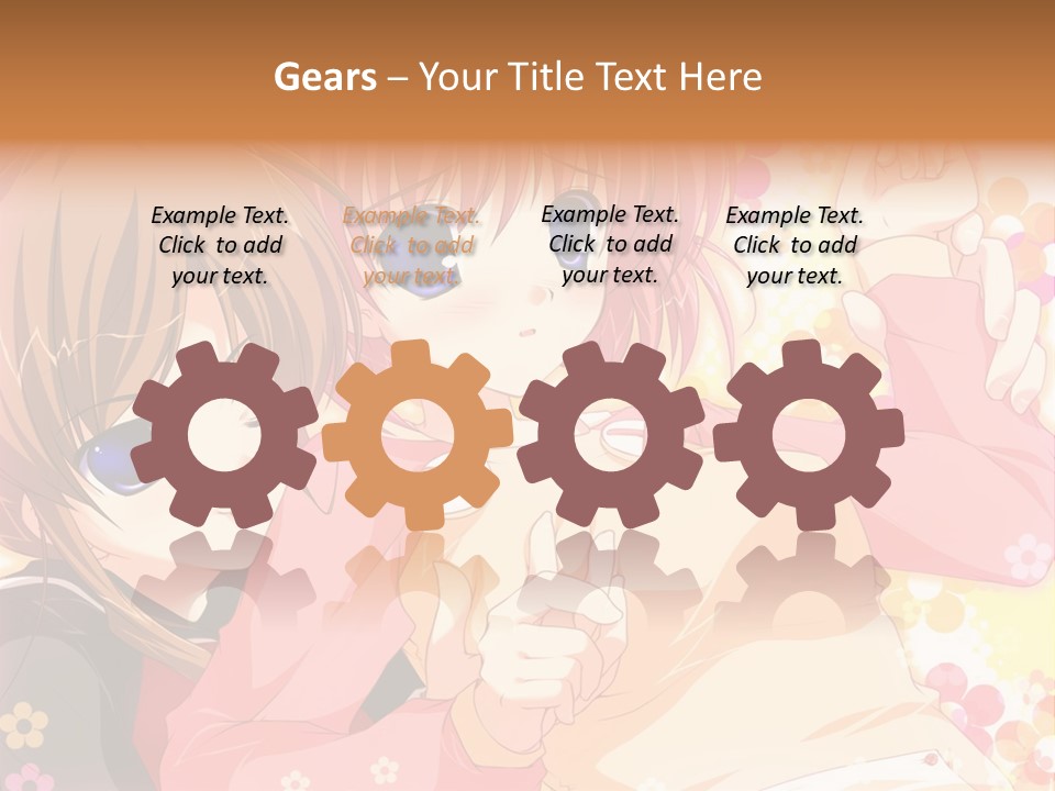 Two Anime Girls With Pink Hair And Blue Eyes PowerPoint Template