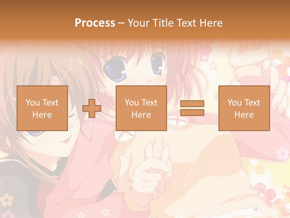 Two Anime Girls With Pink Hair And Blue Eyes PowerPoint Template