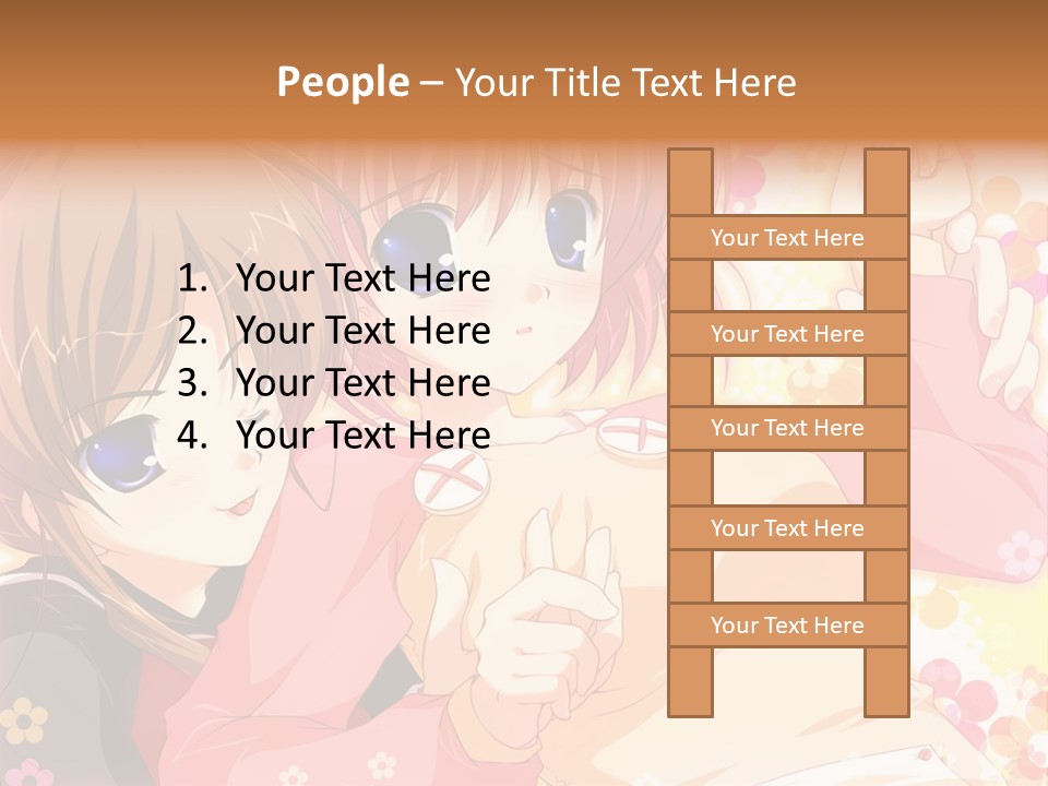 Two Anime Girls With Pink Hair And Blue Eyes PowerPoint Template