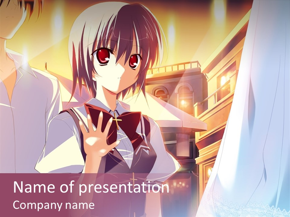 A Couple Of Anime Characters Standing Next To Each Other PowerPoint Template