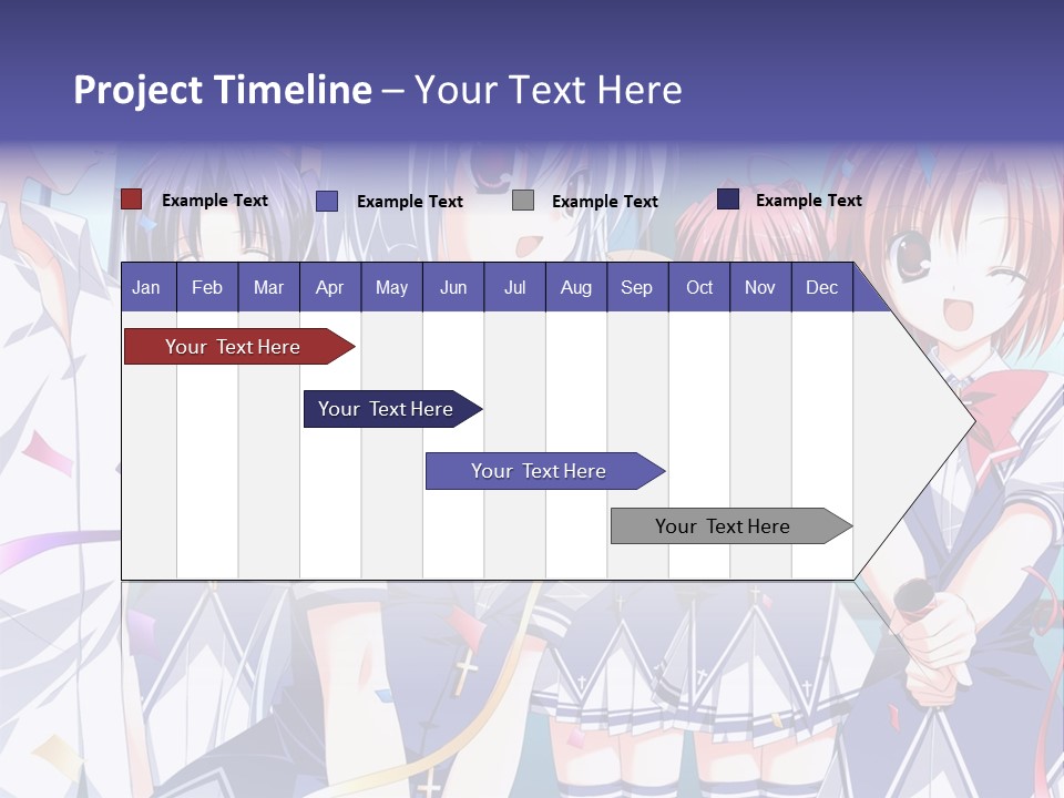 A Group Of Anime Girls Standing Next To Each Other PowerPoint Template
