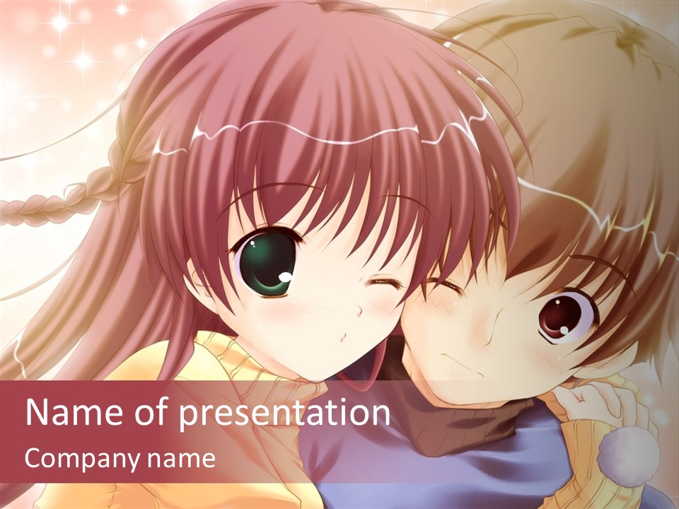 A Couple Of Anime Girls Hugging Each Other PowerPoint Template