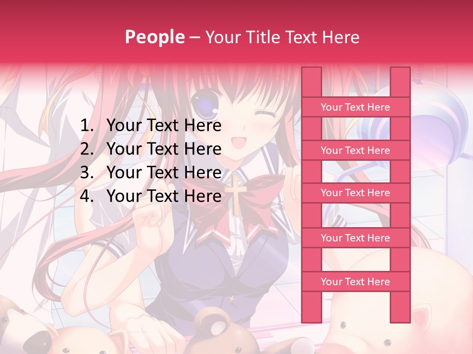 A Girl With Long Hair And A Bow Tie Standing Next To A Pig PowerPoint Template