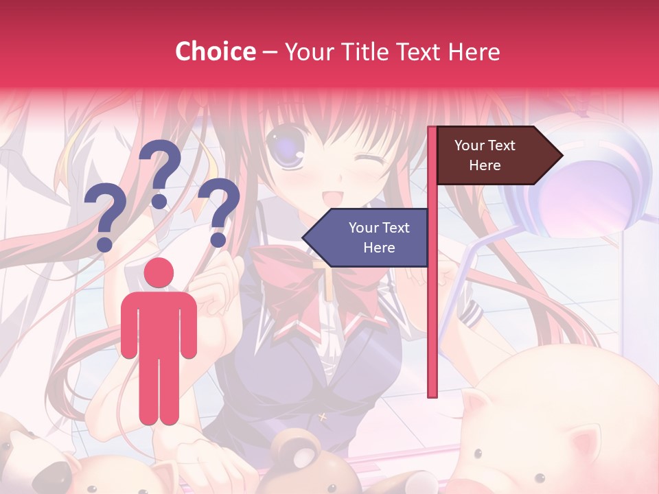 A Girl With Long Hair And A Bow Tie Standing Next To A Pig PowerPoint Template