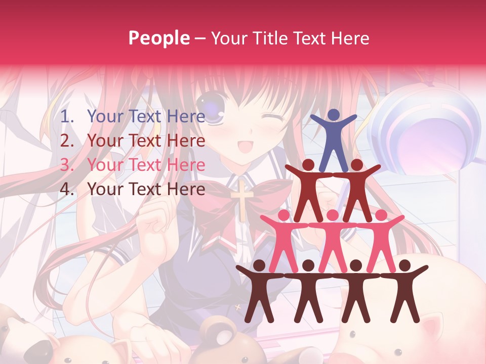 A Girl With Long Hair And A Bow Tie Standing Next To A Pig PowerPoint Template