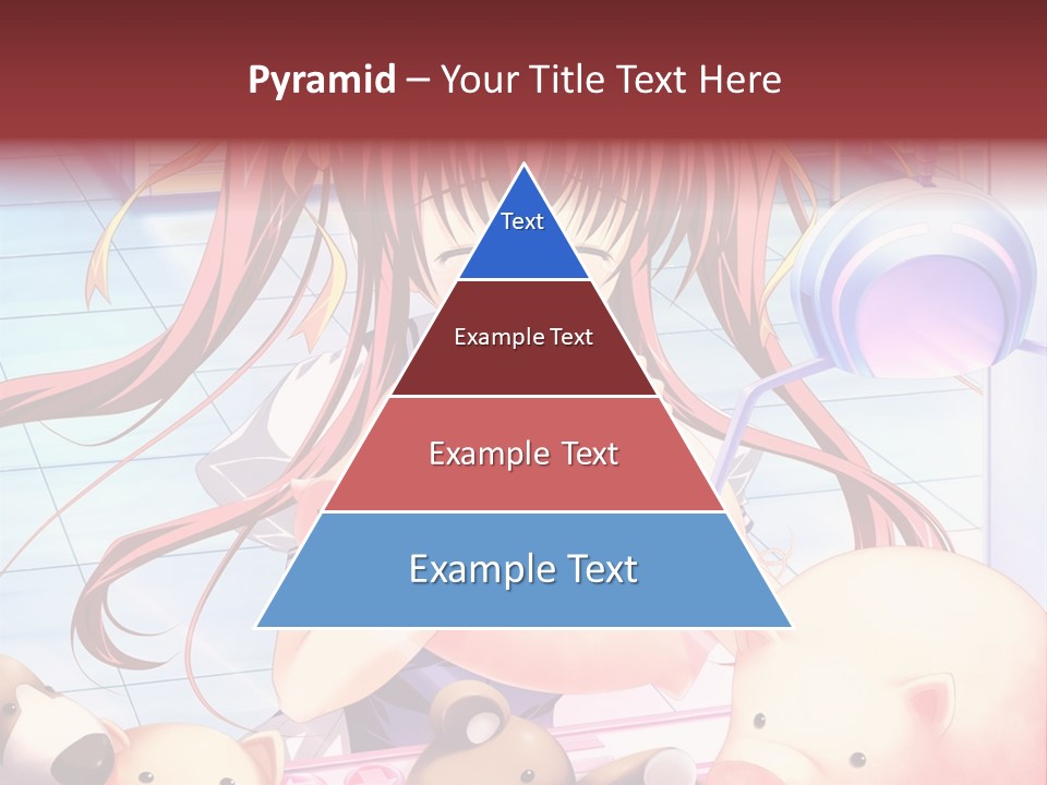 A Girl With Long Red Hair Standing In Front Of A Group Of Teddy Bears PowerPoint Template