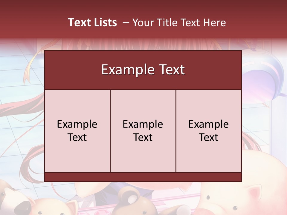 A Girl With Long Red Hair Standing In Front Of A Group Of Teddy Bears PowerPoint Template