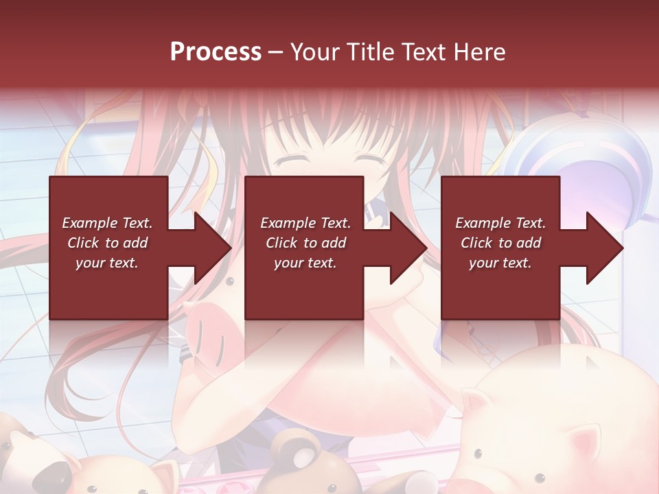 A Girl With Long Red Hair Standing In Front Of A Group Of Teddy Bears PowerPoint Template