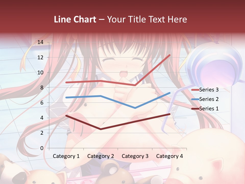 A Girl With Long Red Hair Standing In Front Of A Group Of Teddy Bears PowerPoint Template