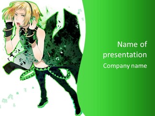 A Woman In Black And Green Is Sitting On A Green Background PowerPoint Template