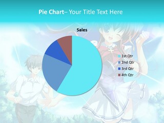 A Girl And A Boy Standing In Front Of A Blue Sky PowerPoint Template