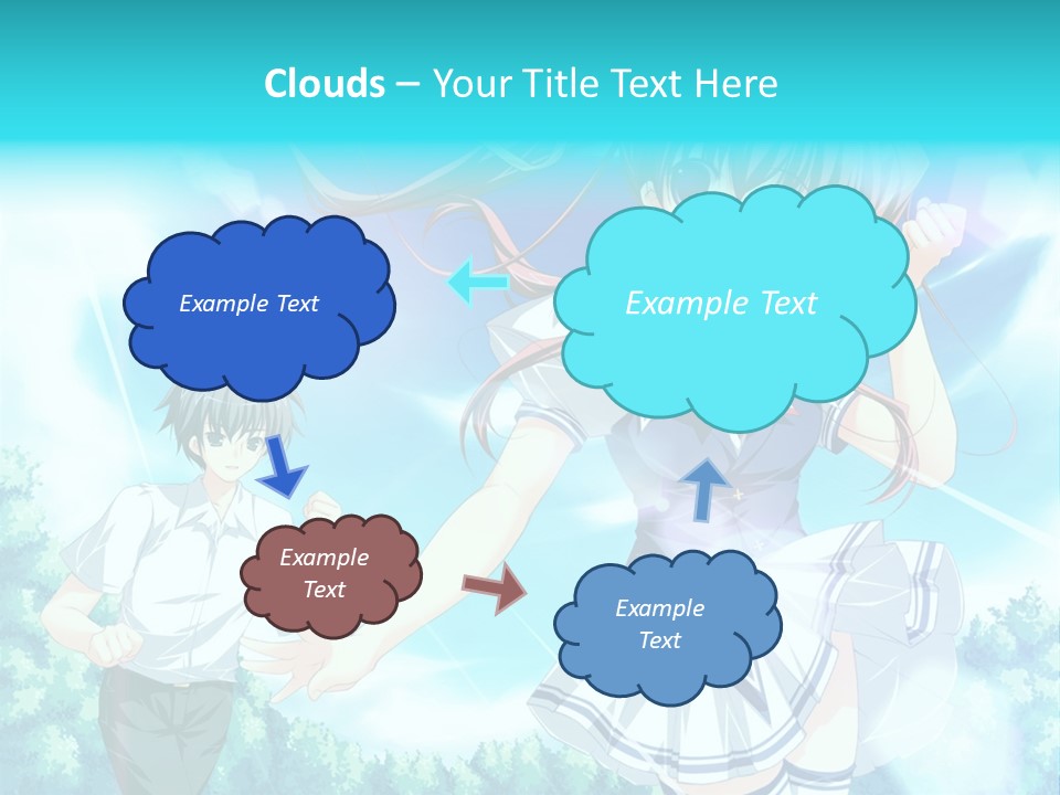 A Girl And A Boy Standing In Front Of A Blue Sky PowerPoint Template