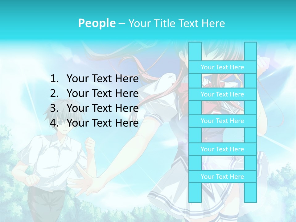 A Girl And A Boy Standing In Front Of A Blue Sky PowerPoint Template