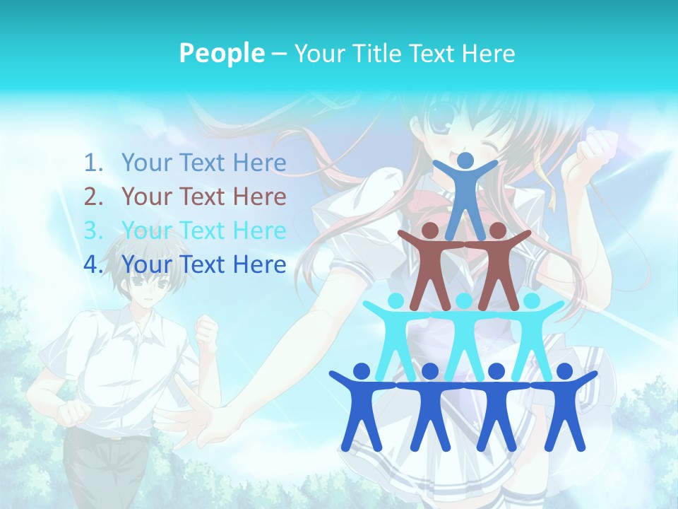 A Girl And A Boy Standing In Front Of A Blue Sky PowerPoint Template