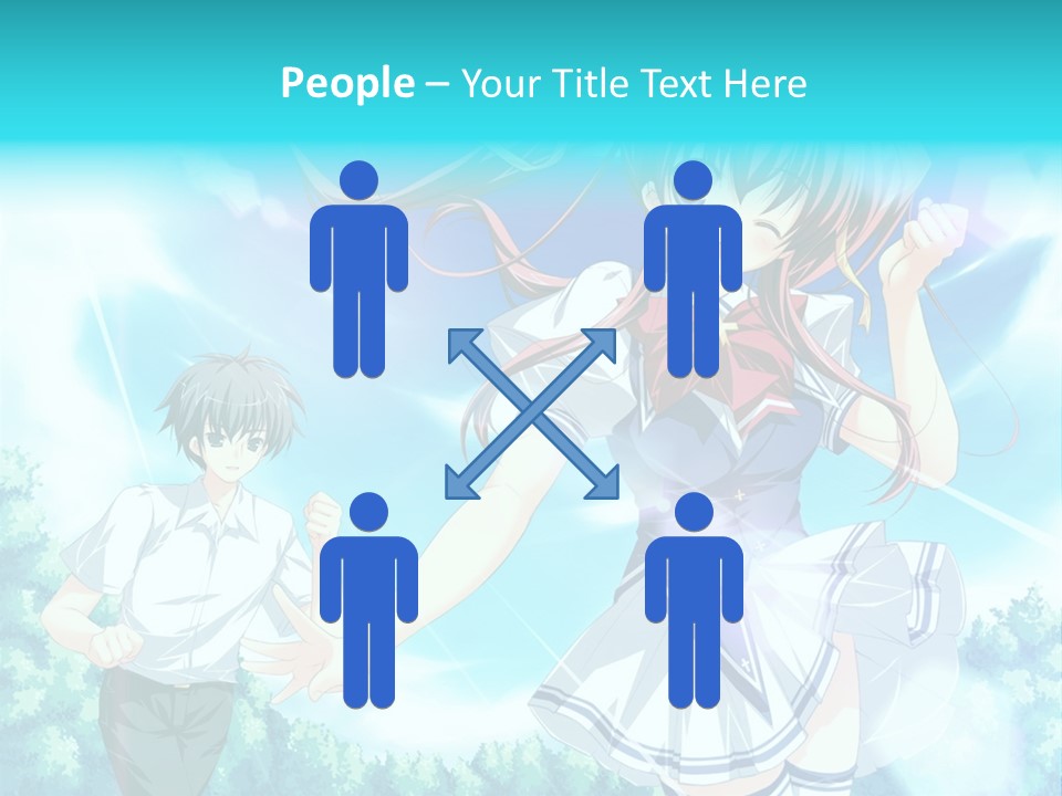A Girl And A Boy Standing In Front Of A Blue Sky PowerPoint Template