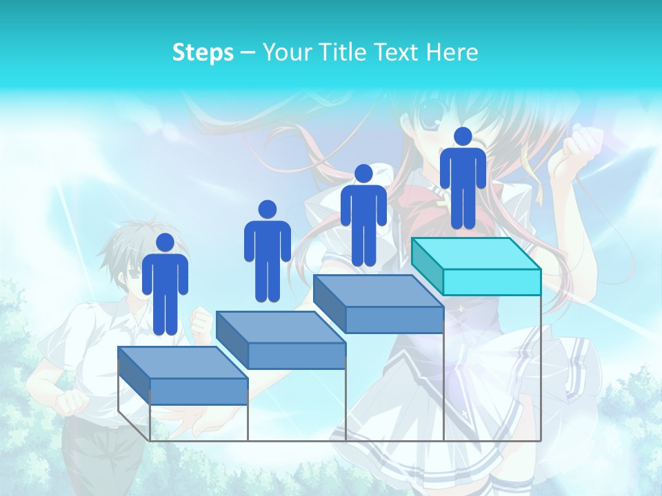 A Girl And A Boy Standing In Front Of A Blue Sky PowerPoint Template