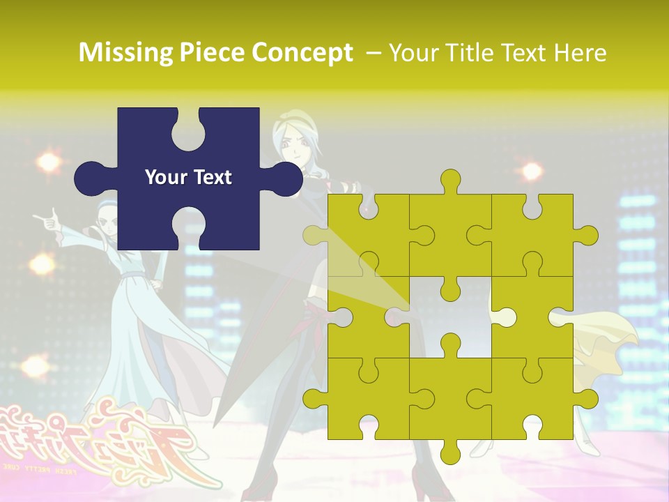 A Group Of Anime Characters Standing On A Stage PowerPoint Template