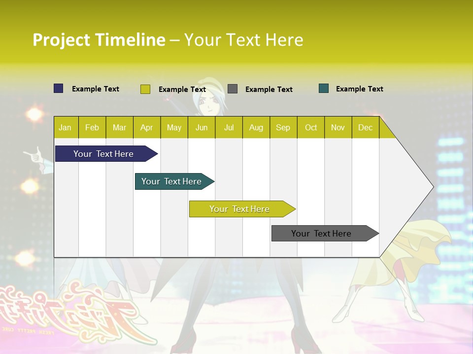 A Group Of Anime Characters Standing On A Stage PowerPoint Template