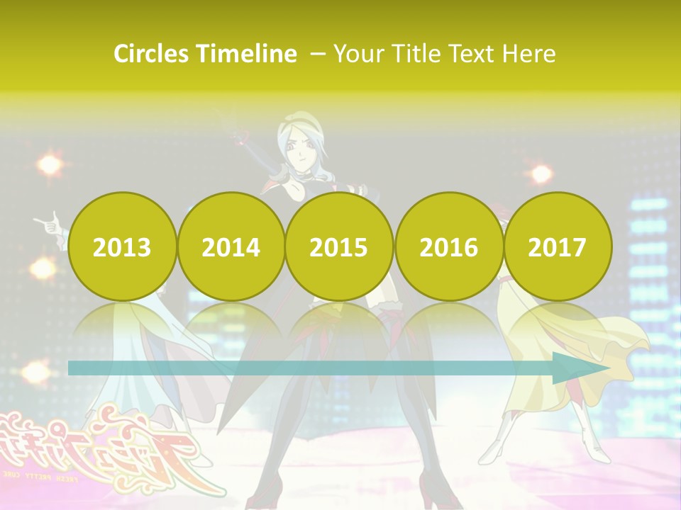 A Group Of Anime Characters Standing On A Stage PowerPoint Template