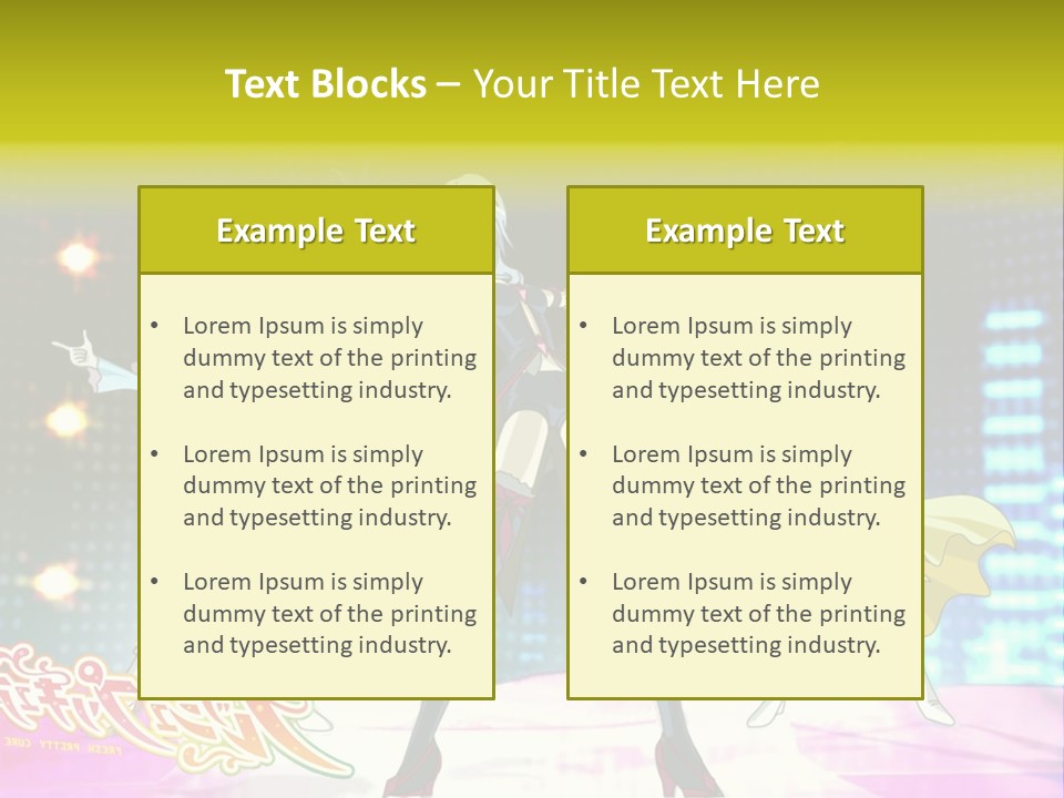 A Group Of Anime Characters Standing On A Stage PowerPoint Template
