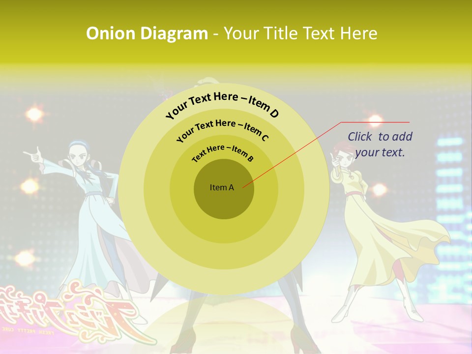 A Group Of Anime Characters Standing On A Stage PowerPoint Template