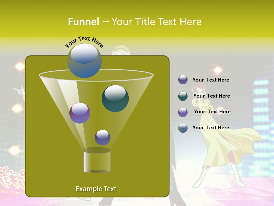 A Group Of Anime Characters Standing On A Stage PowerPoint Template