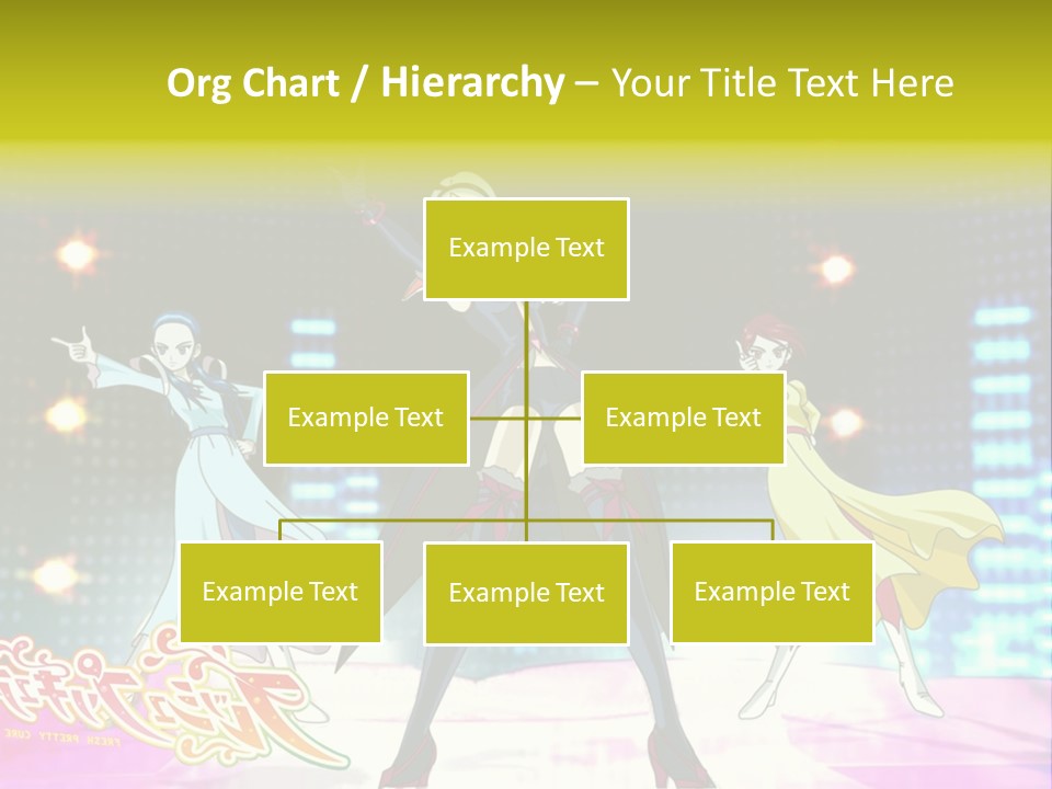 A Group Of Anime Characters Standing On A Stage PowerPoint Template