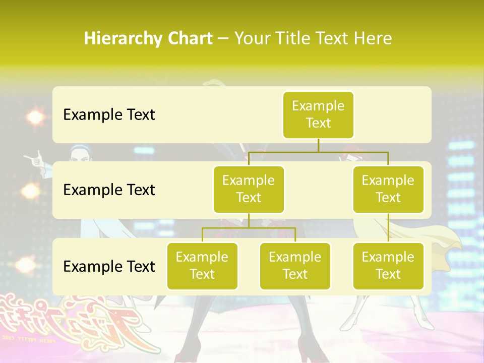 A Group Of Anime Characters Standing On A Stage PowerPoint Template