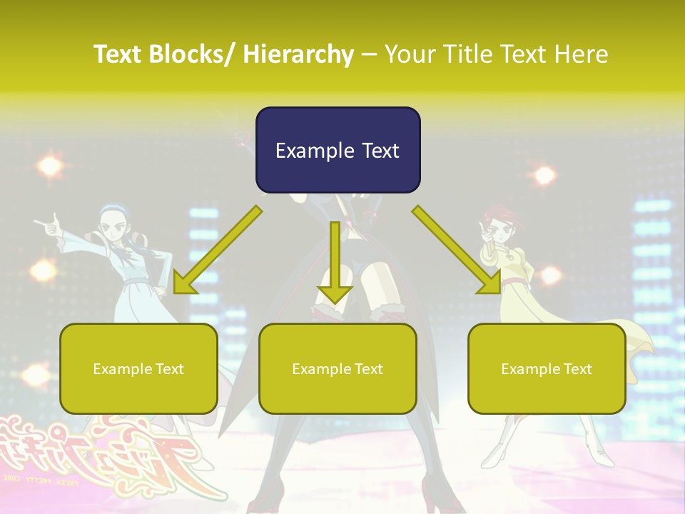 A Group Of Anime Characters Standing On A Stage PowerPoint Template