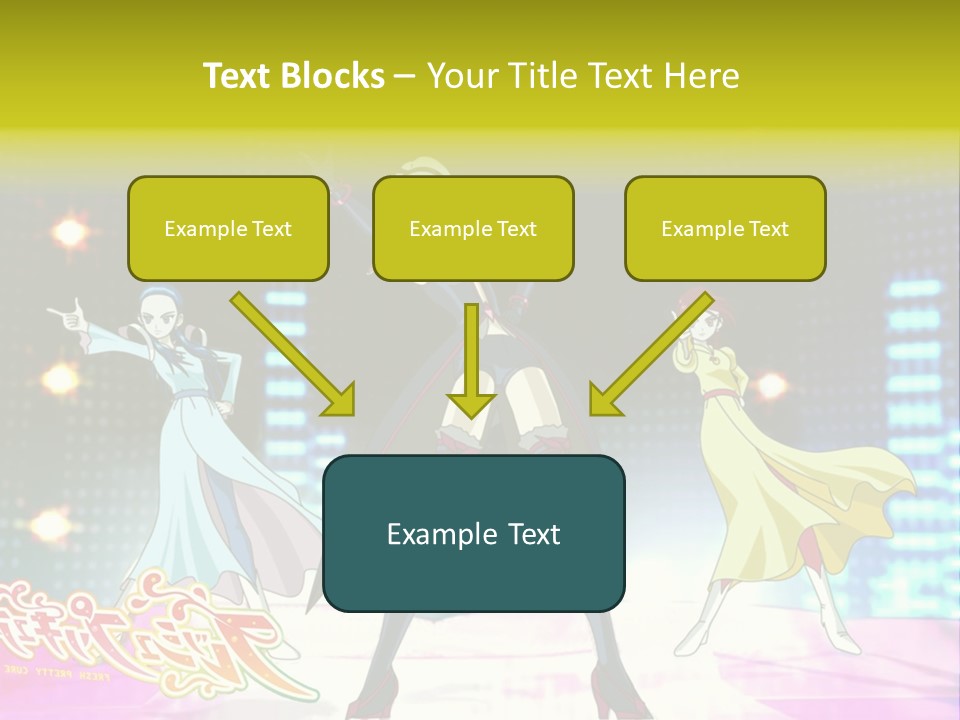 A Group Of Anime Characters Standing On A Stage PowerPoint Template