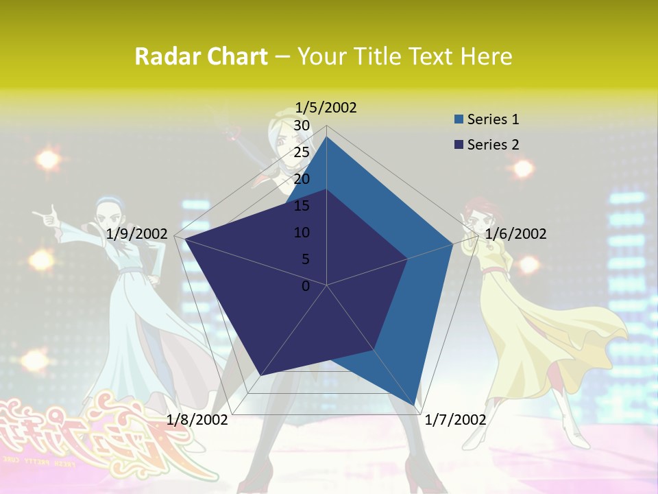 A Group Of Anime Characters Standing On A Stage PowerPoint Template