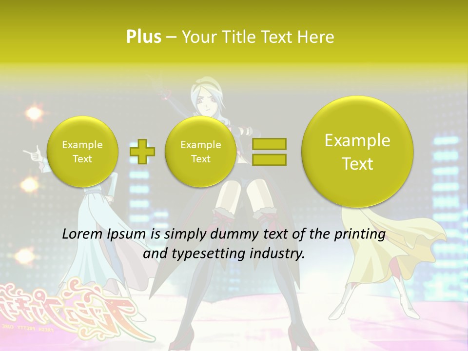 A Group Of Anime Characters Standing On A Stage PowerPoint Template