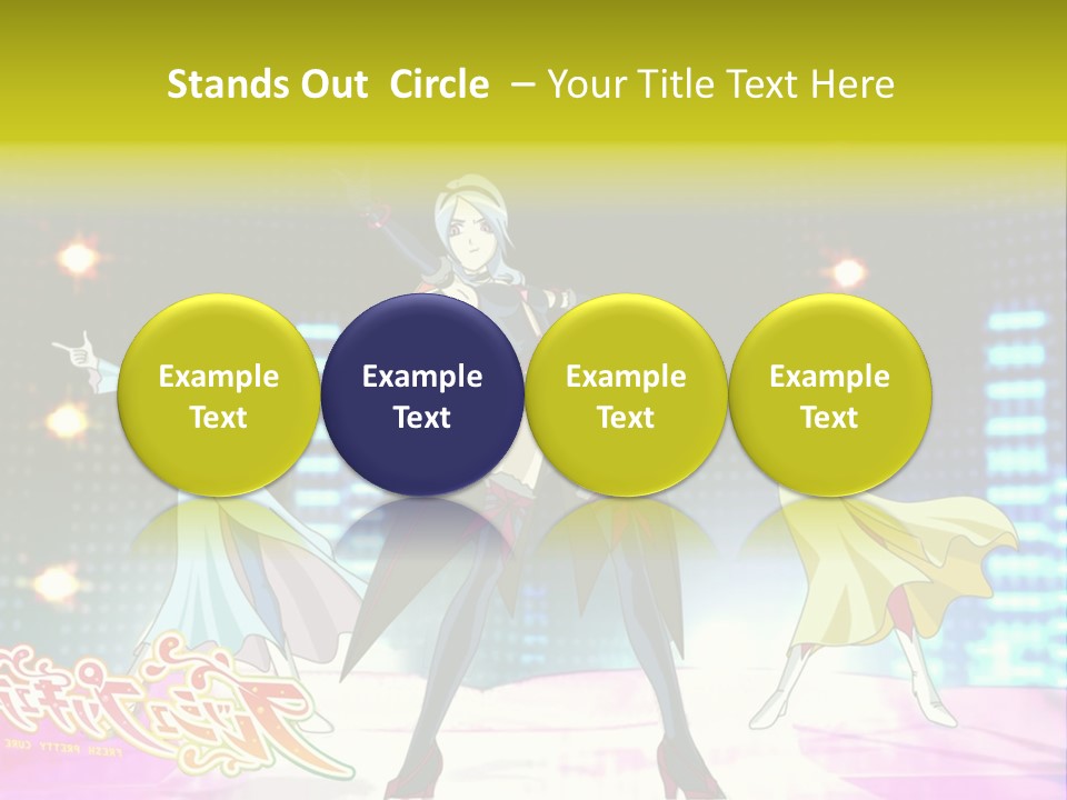 A Group Of Anime Characters Standing On A Stage PowerPoint Template