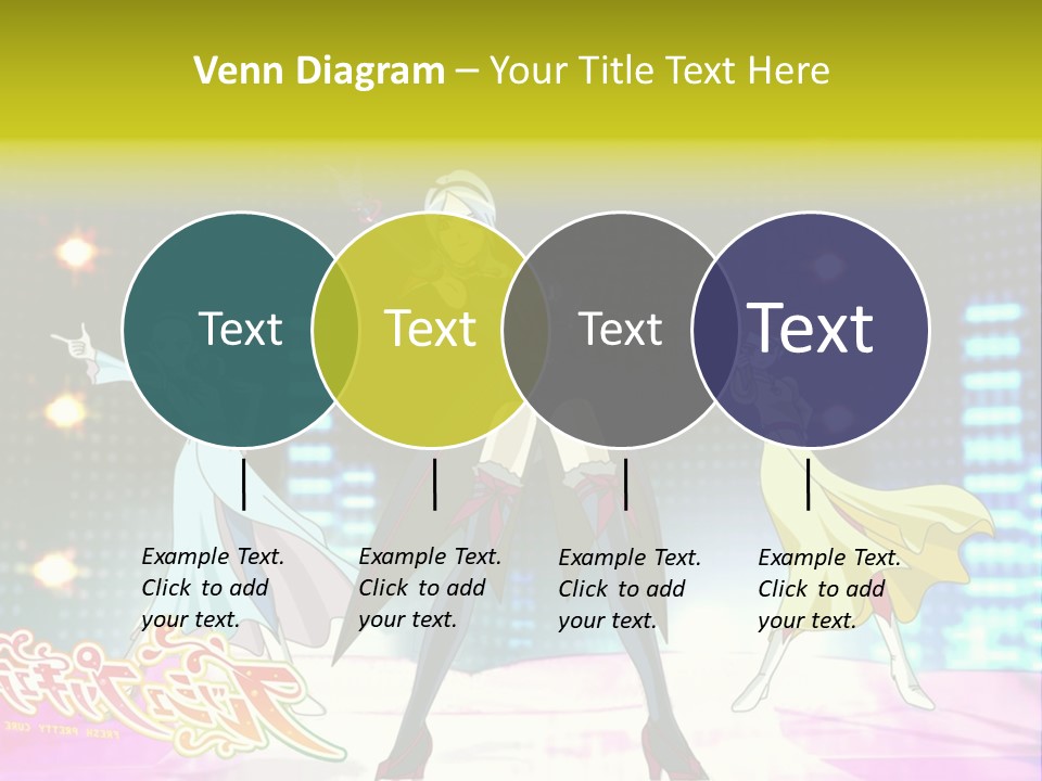 A Group Of Anime Characters Standing On A Stage PowerPoint Template