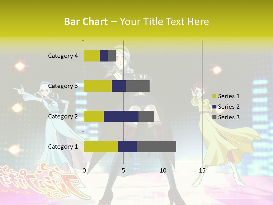 A Group Of Anime Characters Standing On A Stage PowerPoint Template