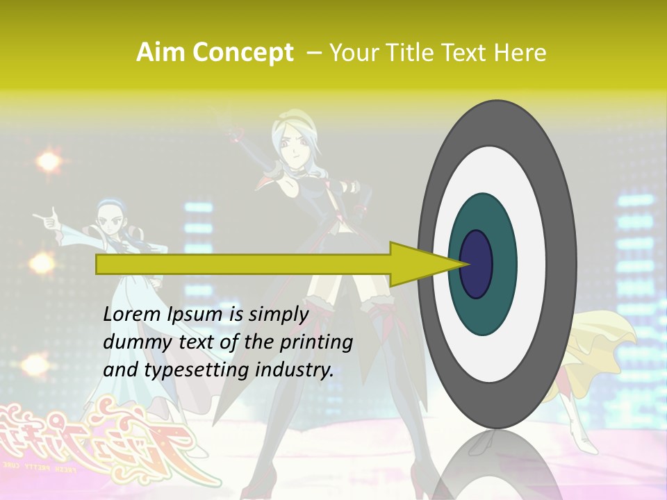 A Group Of Anime Characters Standing On A Stage PowerPoint Template