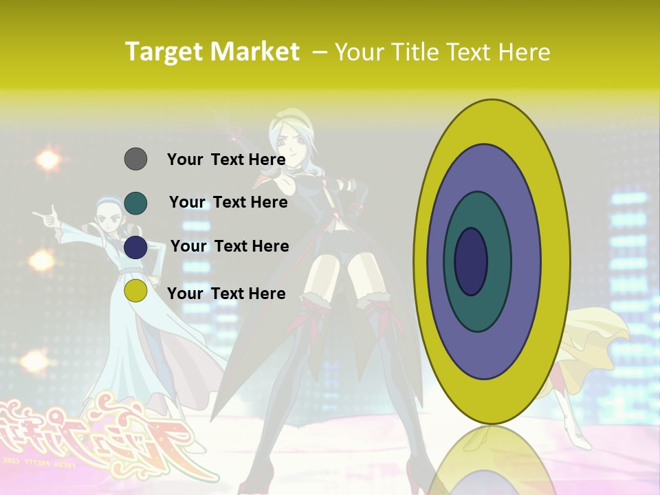 A Group Of Anime Characters Standing On A Stage PowerPoint Template