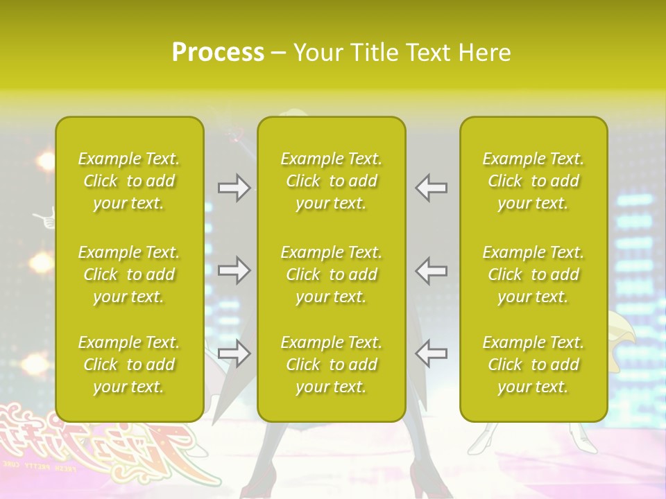 A Group Of Anime Characters Standing On A Stage PowerPoint Template