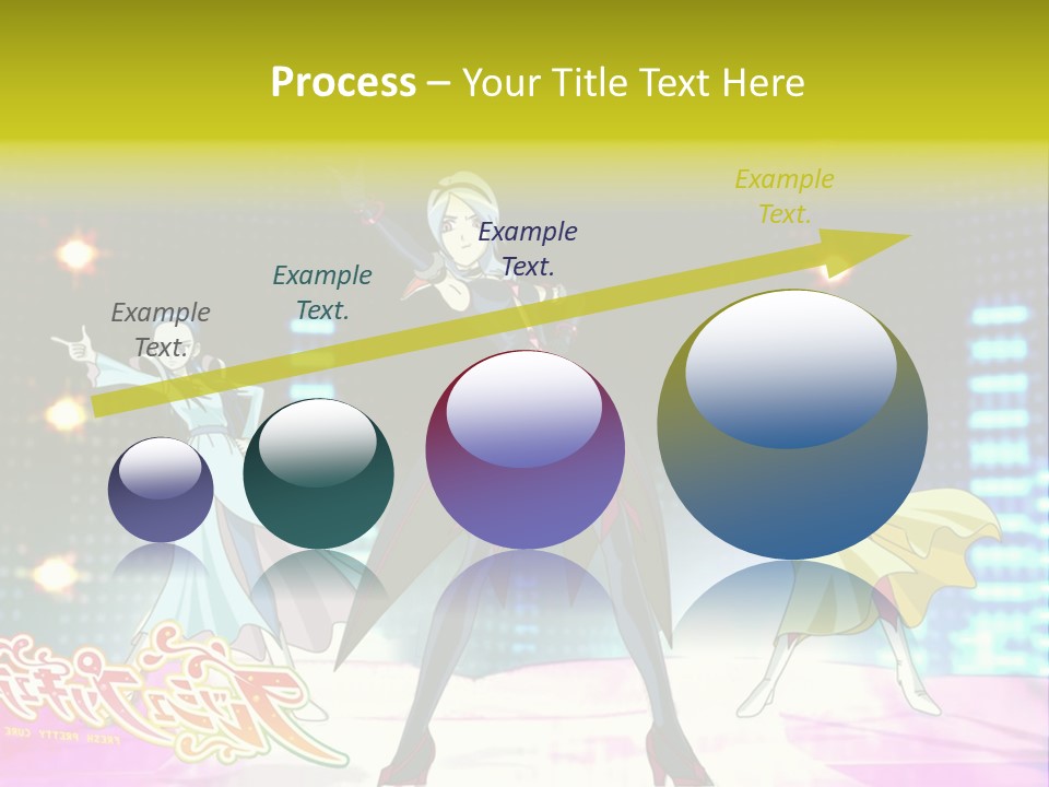 A Group Of Anime Characters Standing On A Stage PowerPoint Template