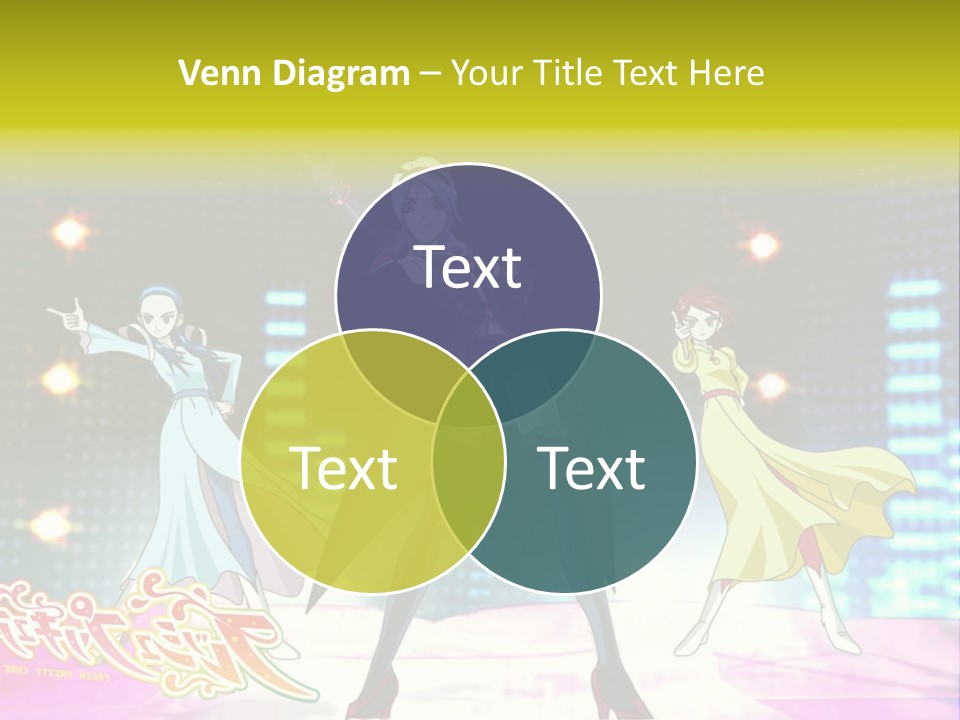 A Group Of Anime Characters Standing On A Stage PowerPoint Template