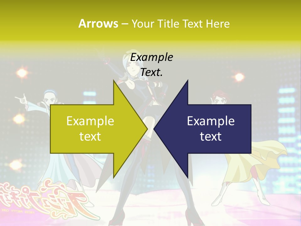 A Group Of Anime Characters Standing On A Stage PowerPoint Template