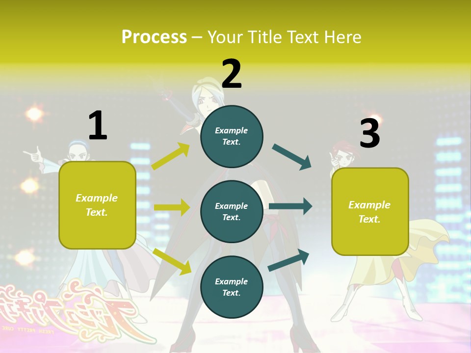 A Group Of Anime Characters Standing On A Stage PowerPoint Template