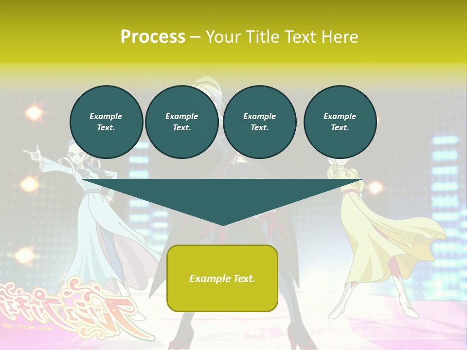 A Group Of Anime Characters Standing On A Stage PowerPoint Template