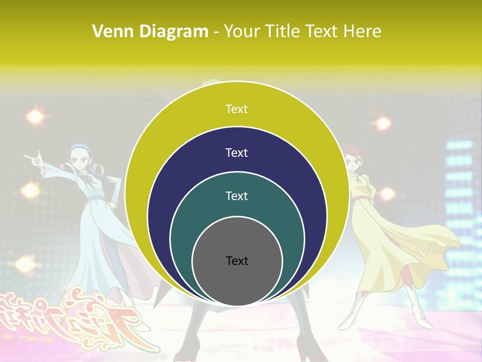 A Group Of Anime Characters Standing On A Stage PowerPoint Template